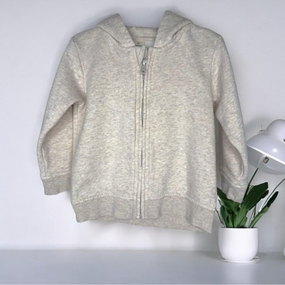 Tucker + Tate Organic Cotton Blend Fleece Zip Hoodie Unisex Baby Beige Oatmeal
